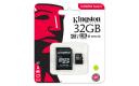 MicroSDHC 32GB Kingston + adp Canvas C10 U1 SDCS/32GB R:80MB/s