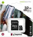 MicroSDHC 32GB Kingston + adp Canvas select plus C10 U1 SDCS2/32GB R:100MB/s