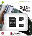 MicroSDHC 2x32GB Kingston + adp Canvas select plus C10 U1 SDCS2/32GB R:100MB/s